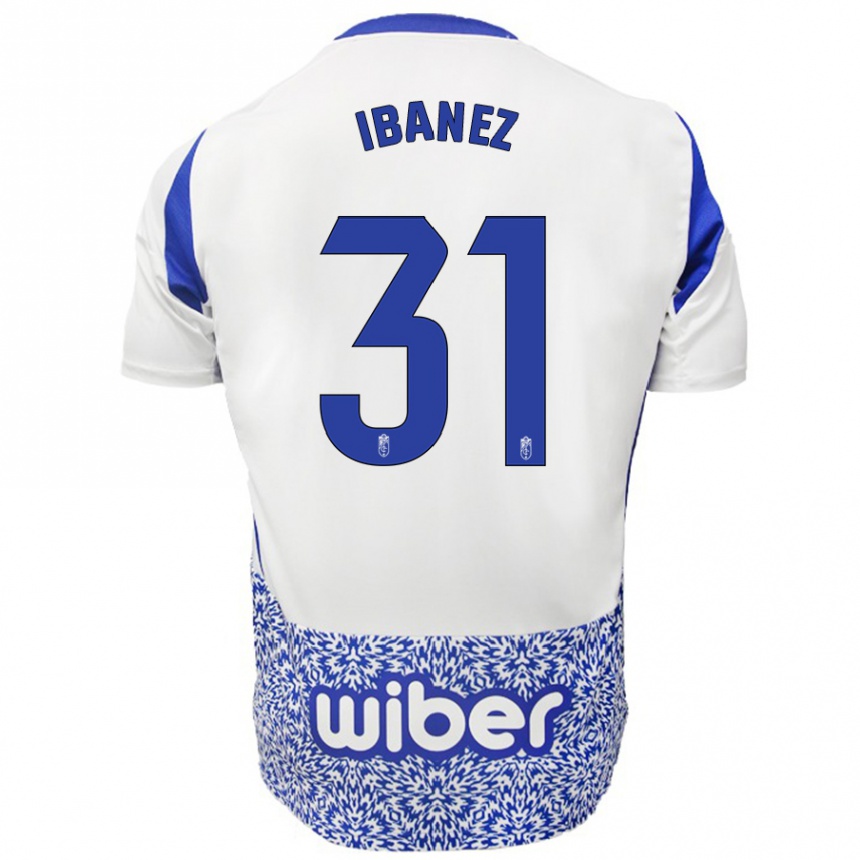 Kids Football Alba Ibáñez #31 White Blue Away Jersey 2024/25 T-Shirt