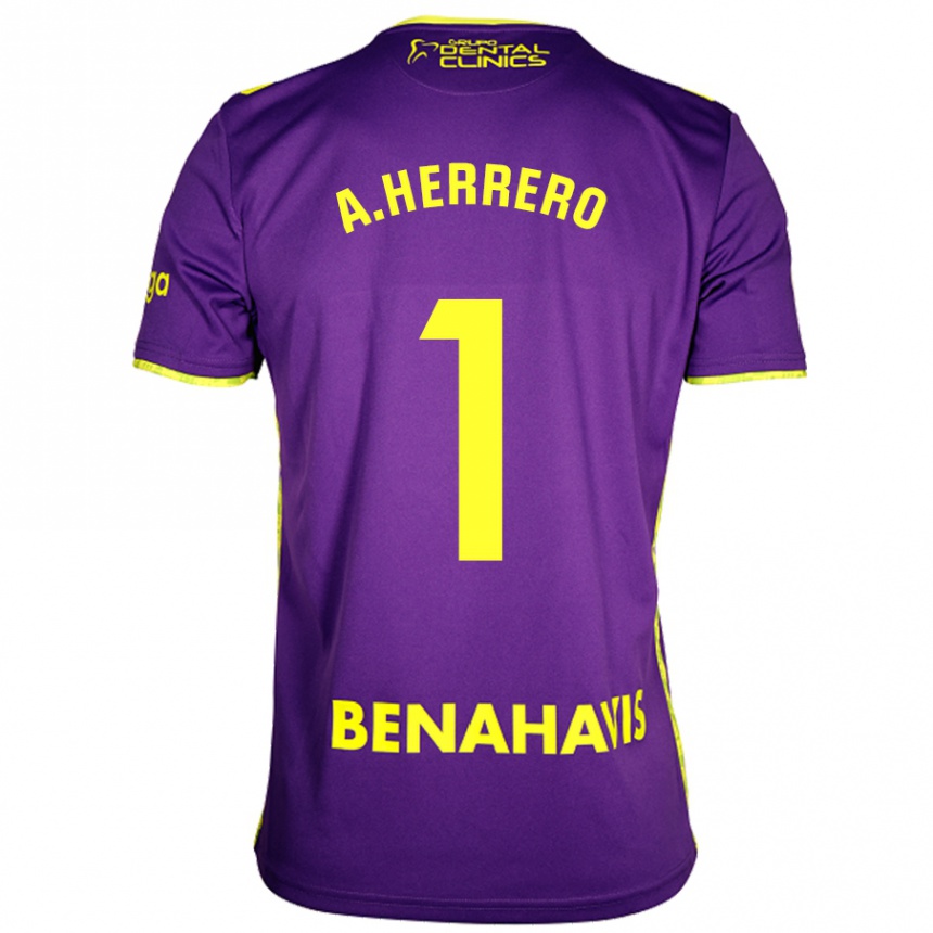 Kids Football Alfonso Herrero #1 Purple Yellow Away Jersey 2024/25 T-Shirt