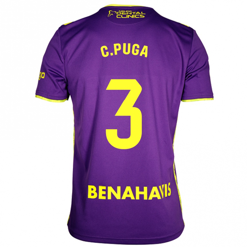 Kids Football Carlos Puga #3 Purple Yellow Away Jersey 2024/25 T-Shirt