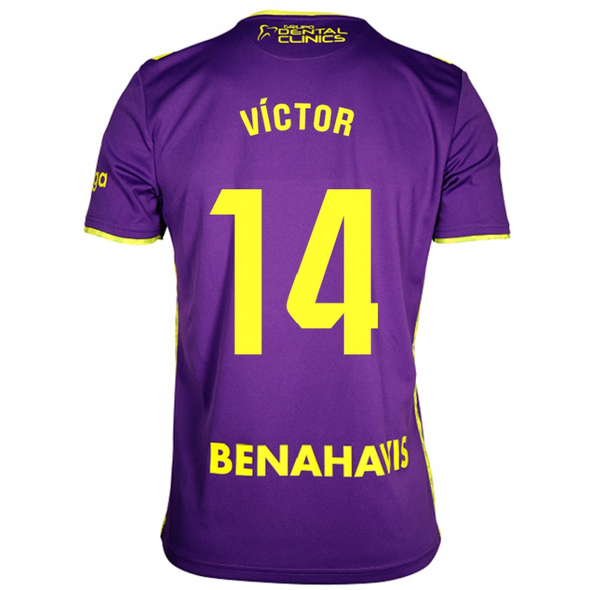 Kids Football Víctor García #14 Purple Yellow Away Jersey 2024/25 T-Shirt