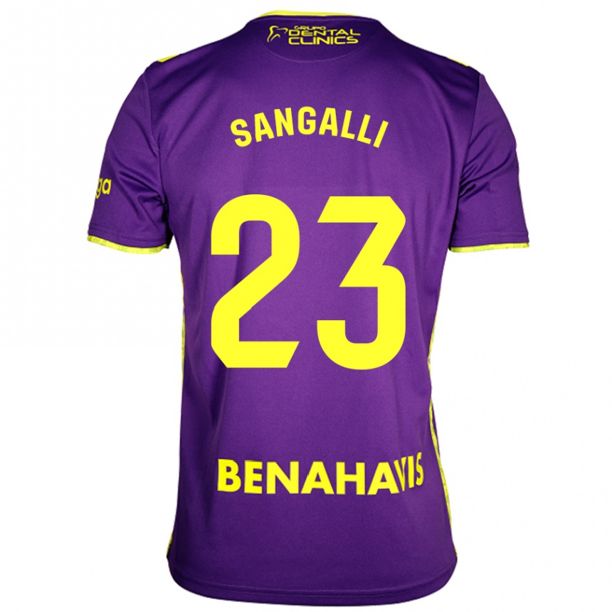 Kids Football Luca Sangalli #23 Purple Yellow Away Jersey 2024/25 T-Shirt