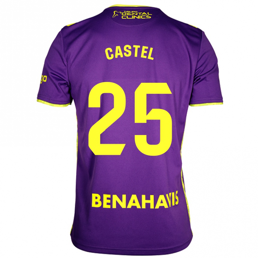 Kids Football Sergio Castel #25 Purple Yellow Away Jersey 2024/25 T-Shirt