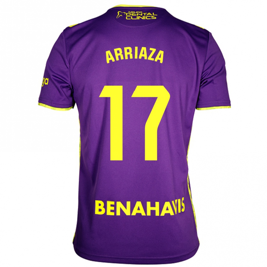 Kids Football Pablo Arriaza #17 Purple Yellow Away Jersey 2024/25 T-Shirt