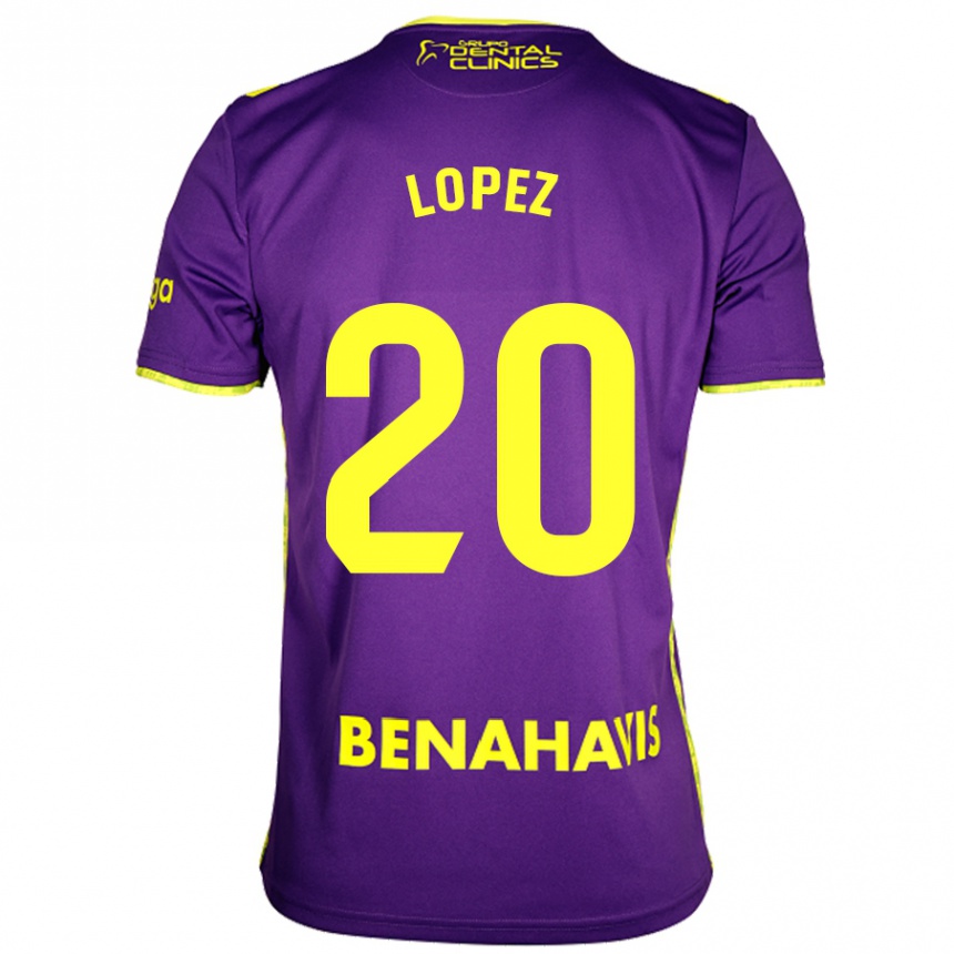 Kids Football Adri López #20 Purple Yellow Away Jersey 2024/25 T-Shirt