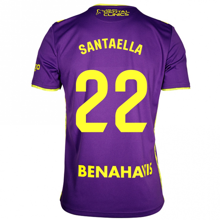 Kids Football Miguel Ángel Santaella #22 Purple Yellow Away Jersey 2024/25 T-Shirt