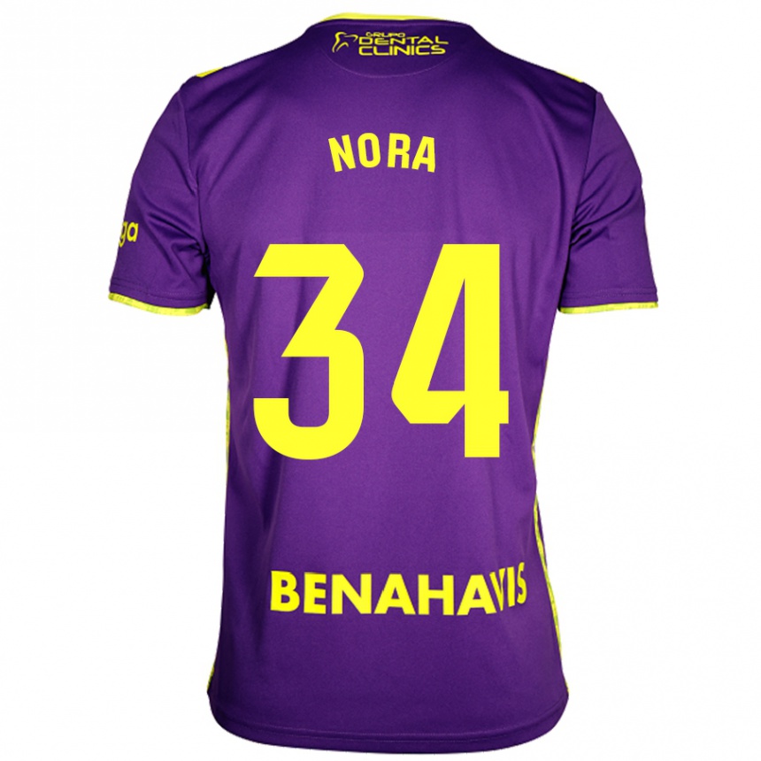 Kids Football Nora #34 Purple Yellow Away Jersey 2024/25 T-Shirt