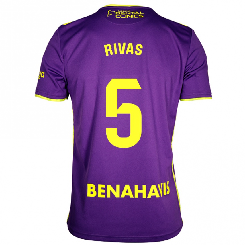 Kids Football Juande Rivas #5 Purple Yellow Away Jersey 2024/25 T-Shirt