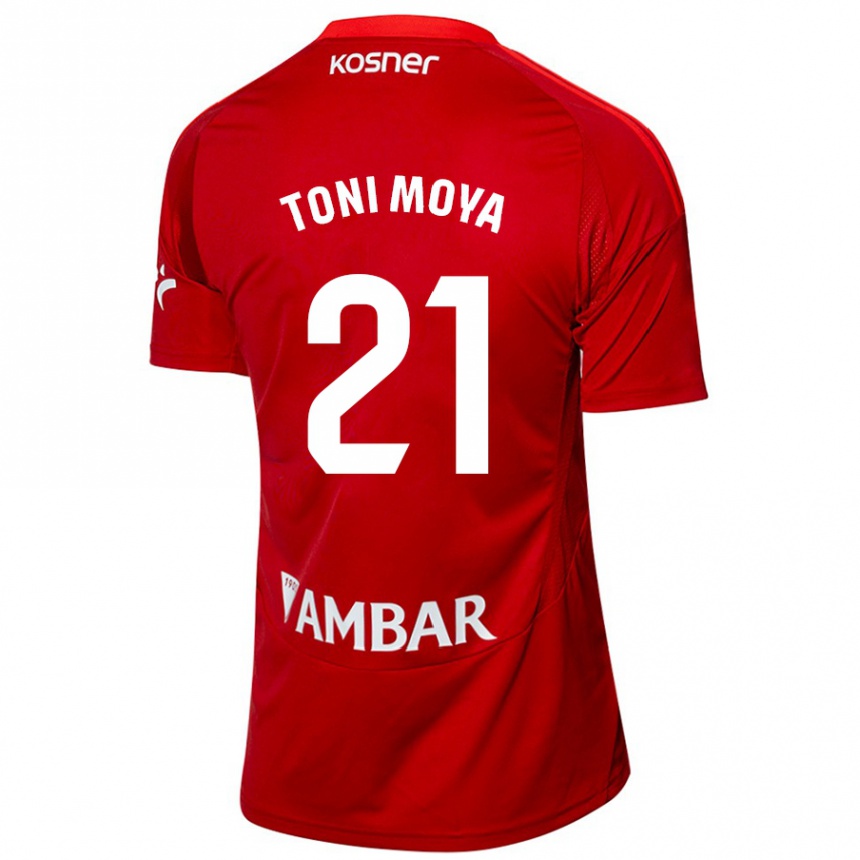 Kids Football Toni Moya #21 White Blue Away Jersey 2024/25 T-Shirt