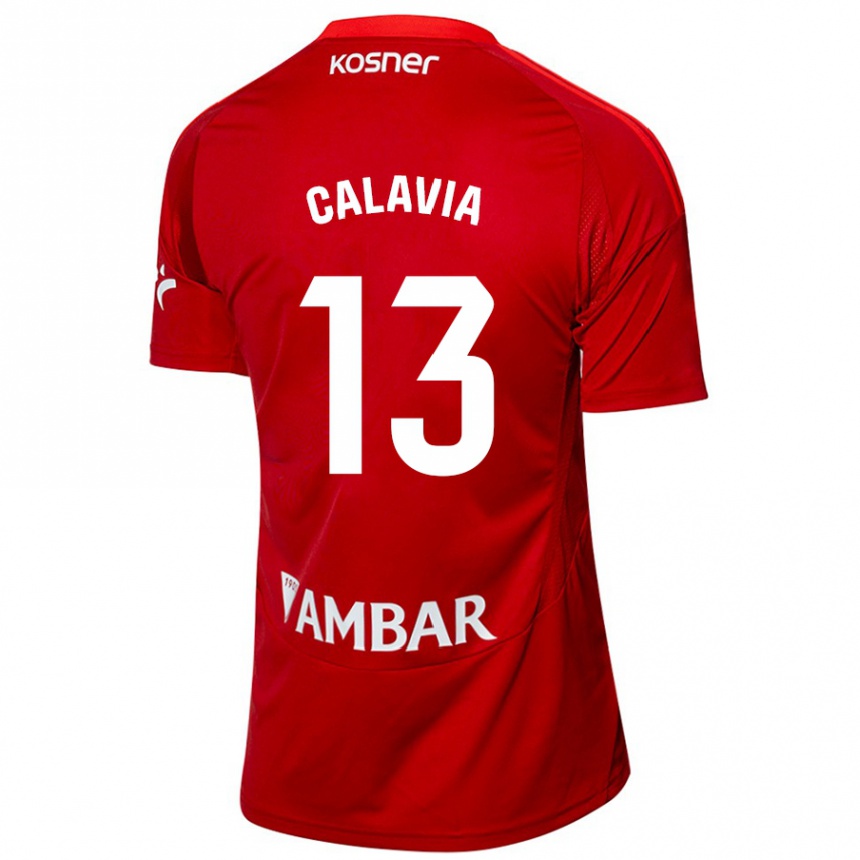 Kids Football Carlos Calavia #13 White Blue Away Jersey 2024/25 T-Shirt