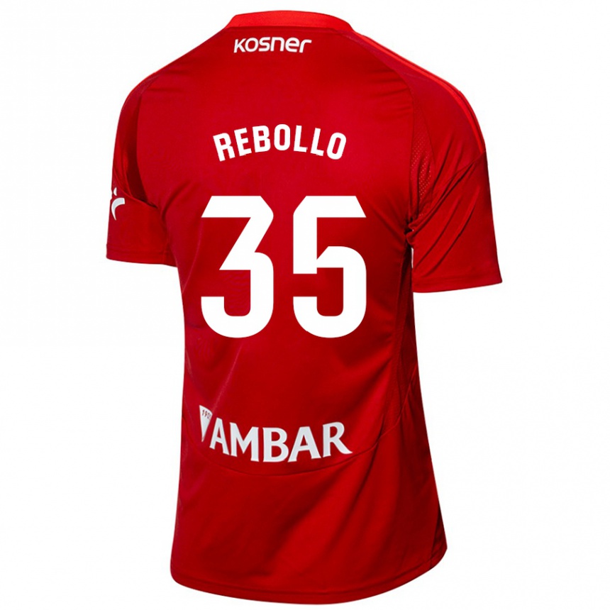 Kids Football Dani Rebollo #35 White Blue Away Jersey 2024/25 T-Shirt