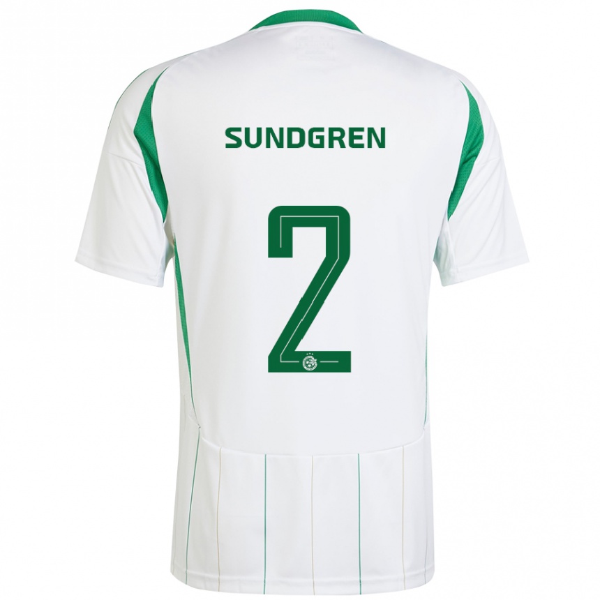 Kids Football Daniel Sundgren #2 White Green Away Jersey 2024/25 T-Shirt