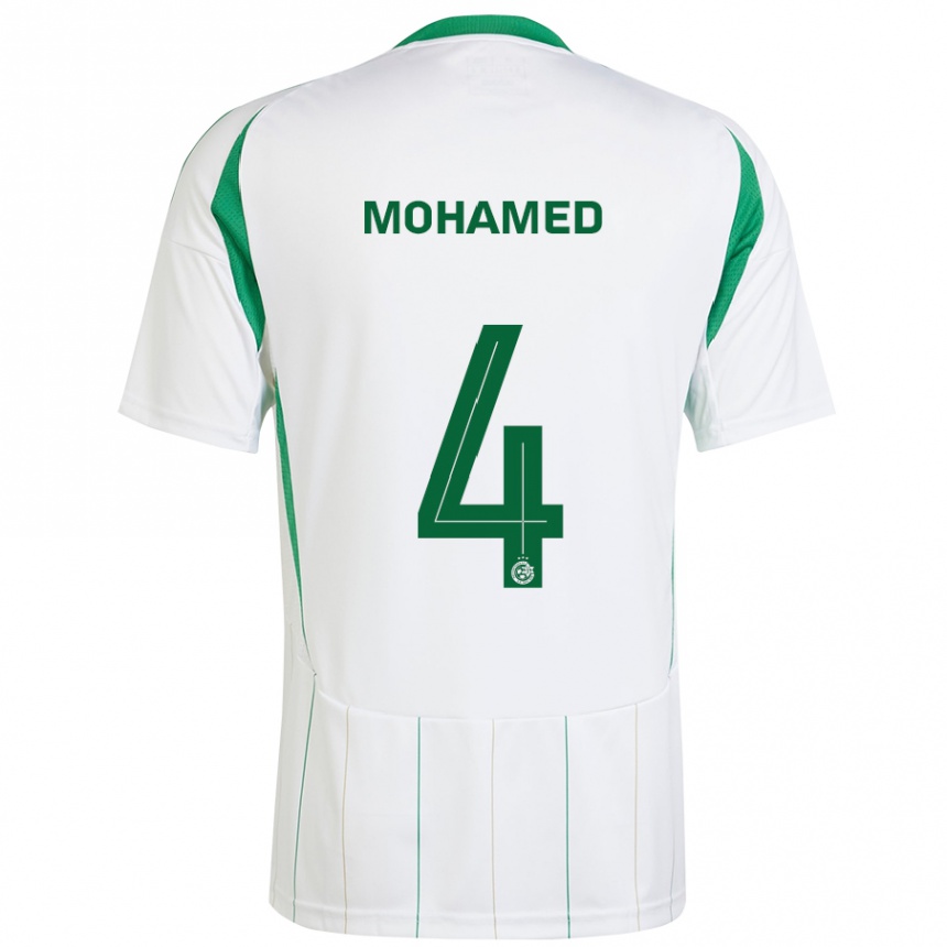 Kids Football Ali Mohamed #4 White Green Away Jersey 2024/25 T-Shirt