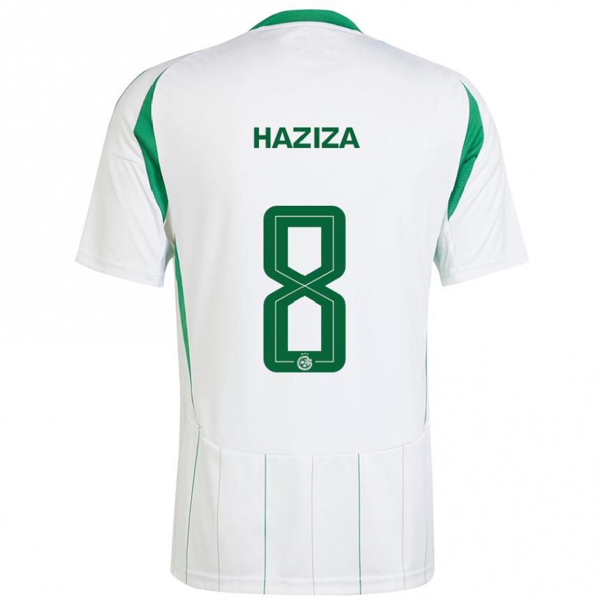 Kids Football Dolev Haziza #8 White Green Away Jersey 2024/25 T-Shirt