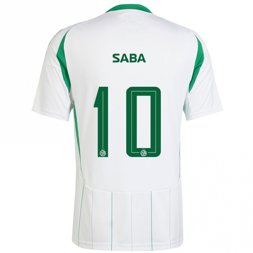 Kids Football Dia Saba #10 White Green Away Jersey 2024/25 T-Shirt