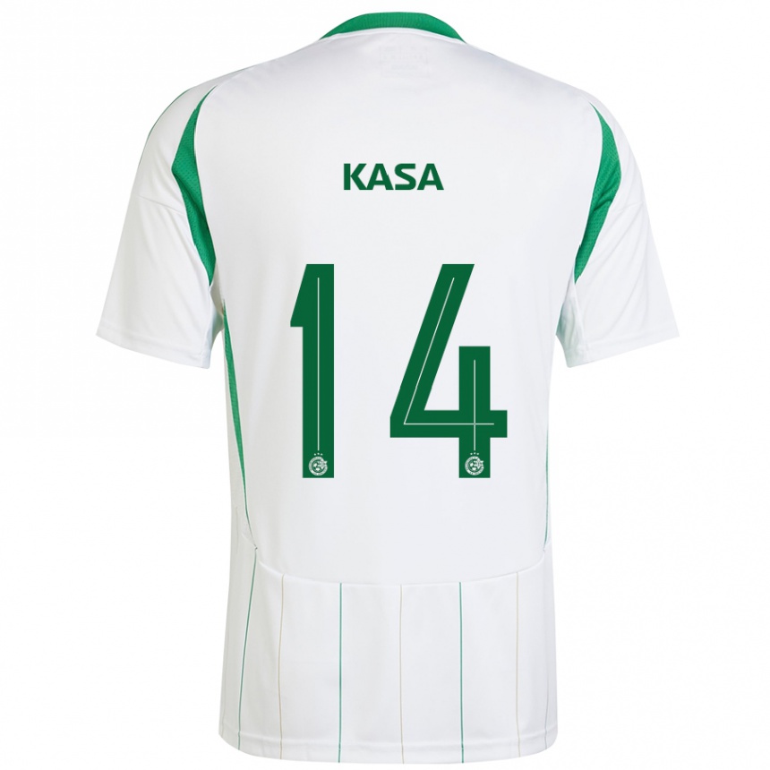 Kids Football Lior Kasa #14 White Green Away Jersey 2024/25 T-Shirt