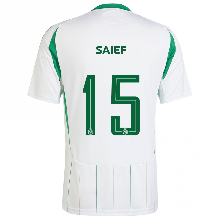 Kids Football Kenny Saief #15 White Green Away Jersey 2024/25 T-Shirt