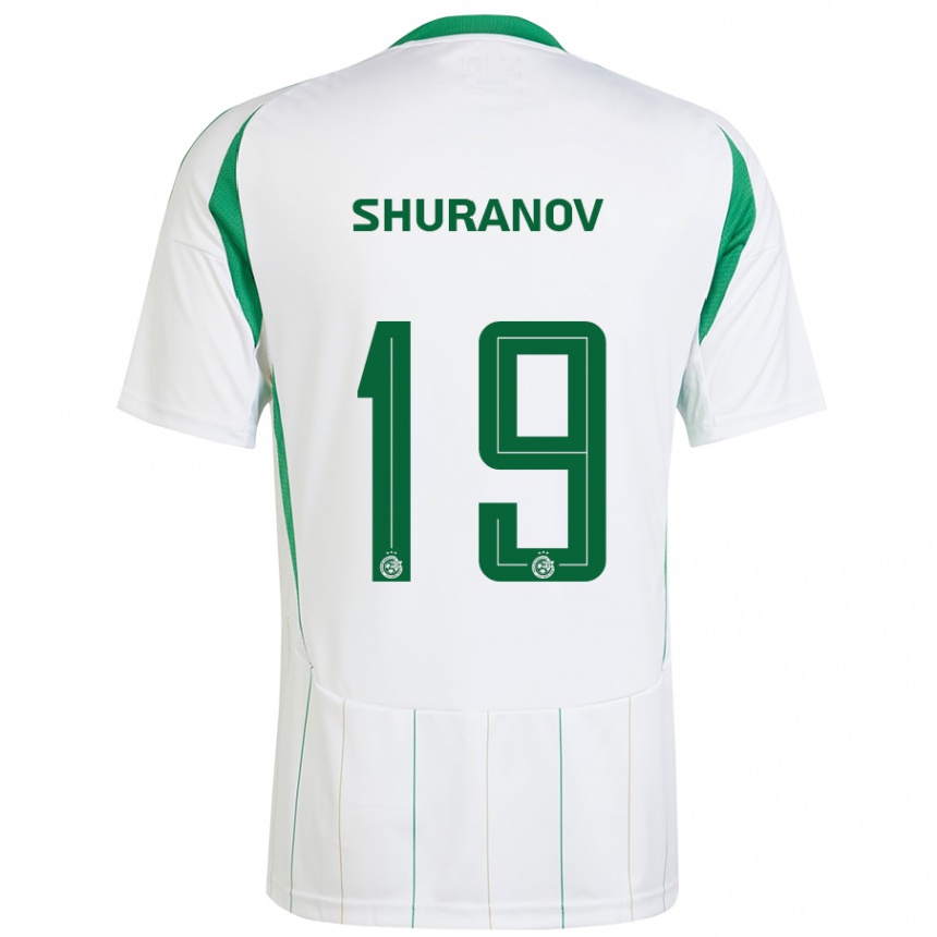 Kids Football Erik Shuranov #19 White Green Away Jersey 2024/25 T-Shirt