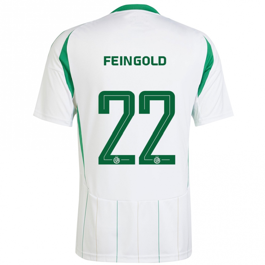 Kids Football Ilay Feingold #22 White Green Away Jersey 2024/25 T-Shirt