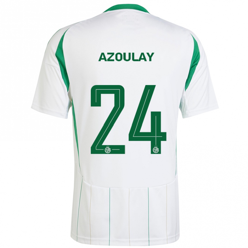 Kids Football Ethane Azoulay #24 White Green Away Jersey 2024/25 T-Shirt