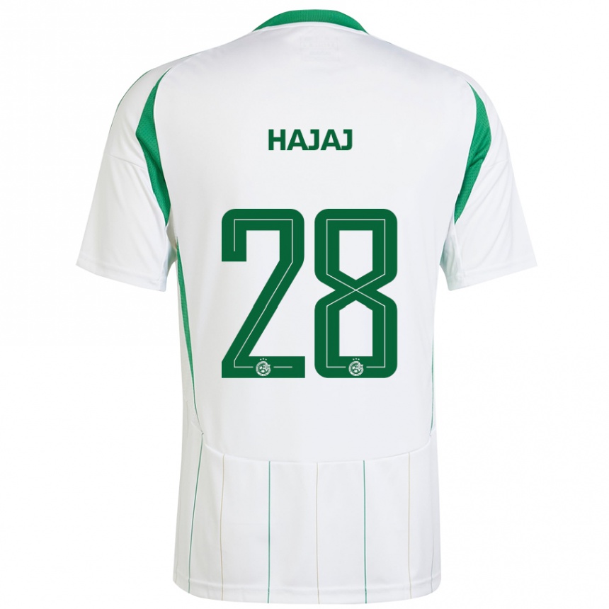 Kids Football Ilay Hajaj #28 White Green Away Jersey 2024/25 T-Shirt