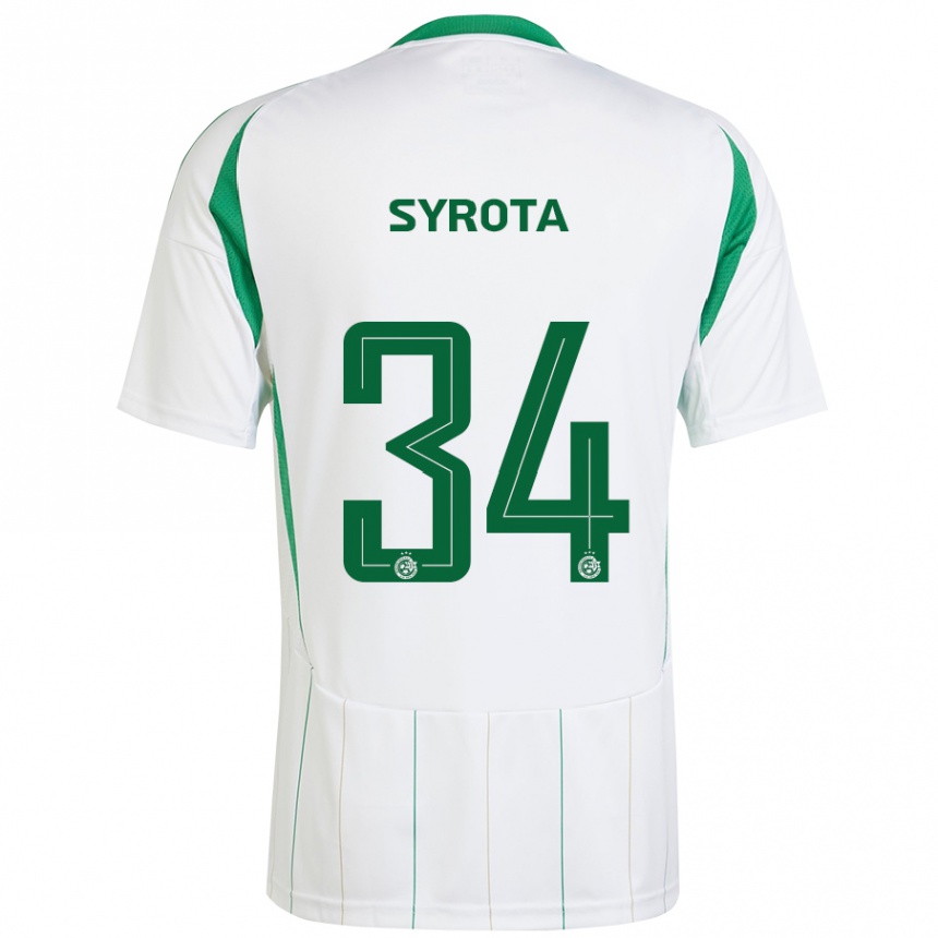 Kids Football Oleksandr Syrota #34 White Green Away Jersey 2024/25 T-Shirt