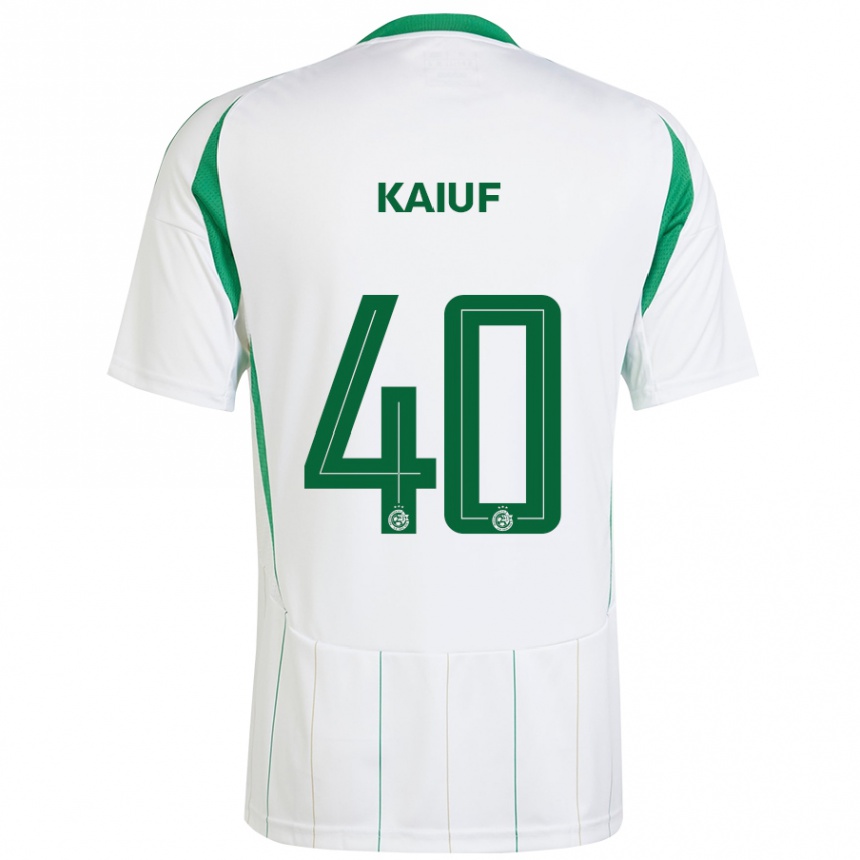 Kids Football Sharif Kaiuf #40 White Green Away Jersey 2024/25 T-Shirt