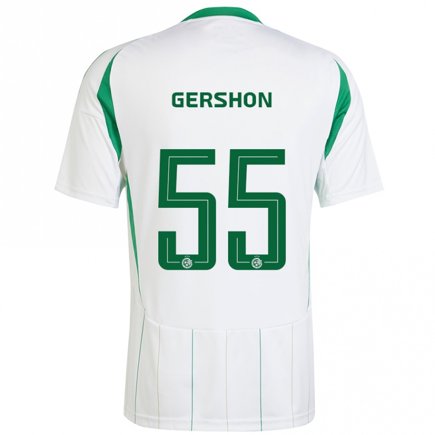 Kids Football Rami Gershon #55 White Green Away Jersey 2024/25 T-Shirt