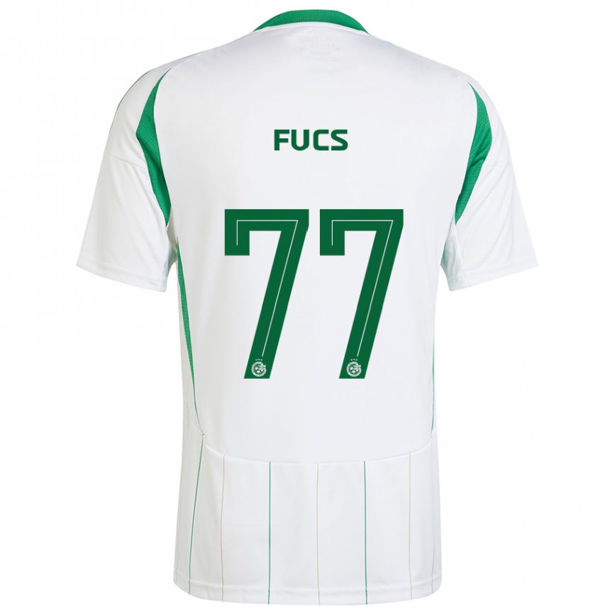 Kids Football Roee Fucs #77 White Green Away Jersey 2024/25 T-Shirt