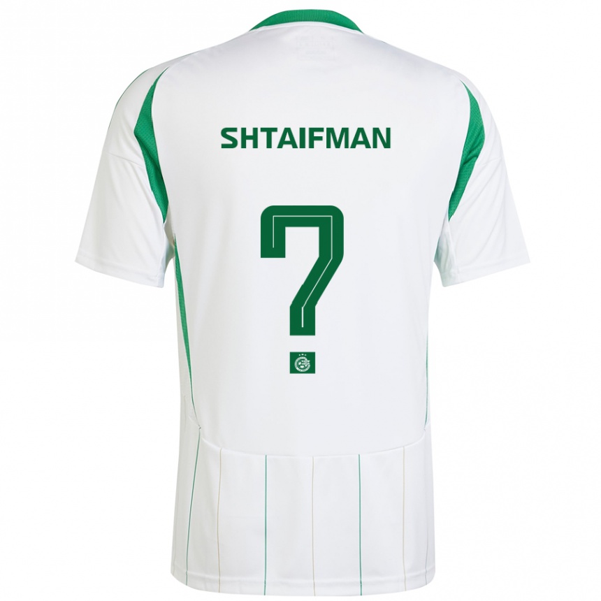 Kids Football Noam Shtaifman #0 White Green Away Jersey 2024/25 T-Shirt