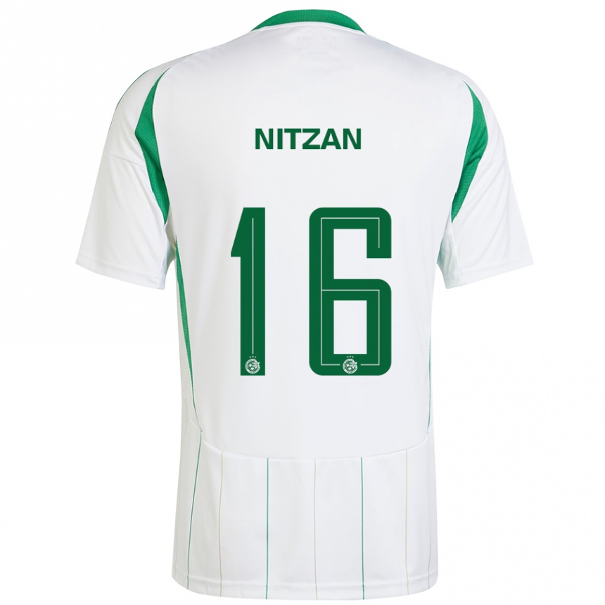 Kids Football Itamar Nitzan #16 White Green Away Jersey 2024/25 T-Shirt