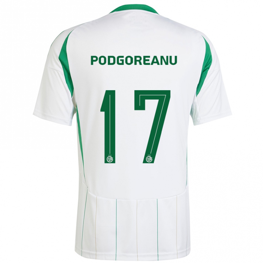 Kids Football Suf Podgoreanu #17 White Green Away Jersey 2024/25 T-Shirt