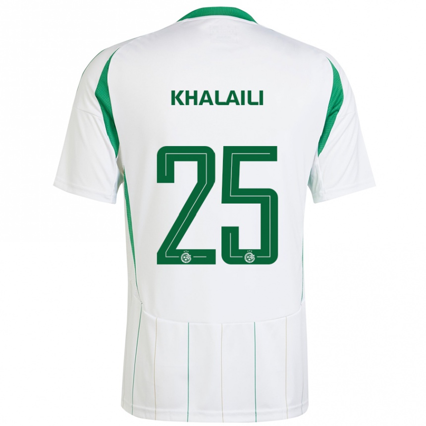 Kids Football Anan Khalaili #25 White Green Away Jersey 2024/25 T-Shirt