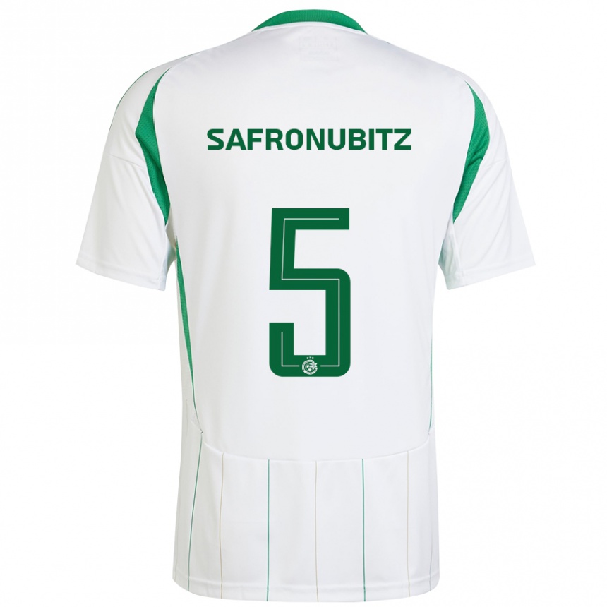 Kids Football Dan Safronubitz #5 White Green Away Jersey 2024/25 T-Shirt