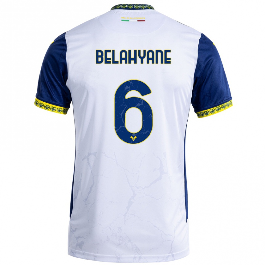 Kids Football Reda Belahyane #6 White Blue Away Jersey 2024/25 T-Shirt