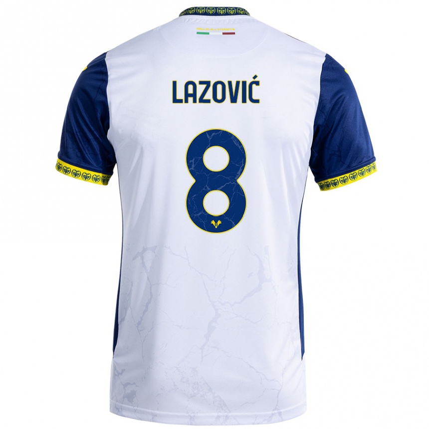 Kids Football Darko Lazović #8 White Blue Away Jersey 2024/25 T-Shirt