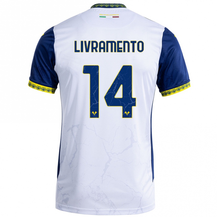 Kids Football Dailon Rocha Livramento #14 White Blue Away Jersey 2024/25 T-Shirt