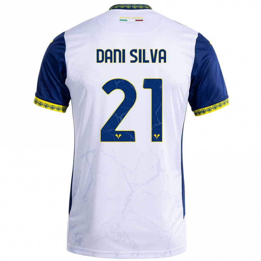 Kids Football Dani Silva #21 White Blue Away Jersey 2024/25 T-Shirt