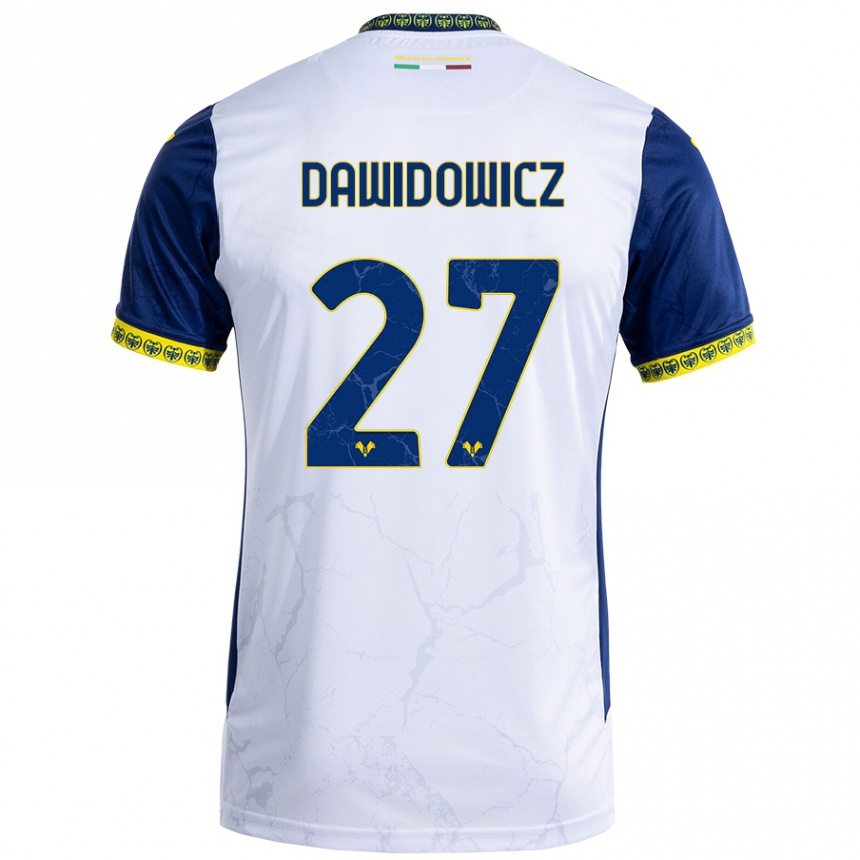 Kids Football Pawel Dawidowicz #27 White Blue Away Jersey 2024/25 T-Shirt