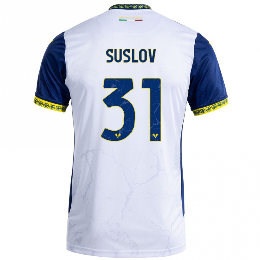 Kids Football Tomas Suslov #31 White Blue Away Jersey 2024/25 T-Shirt