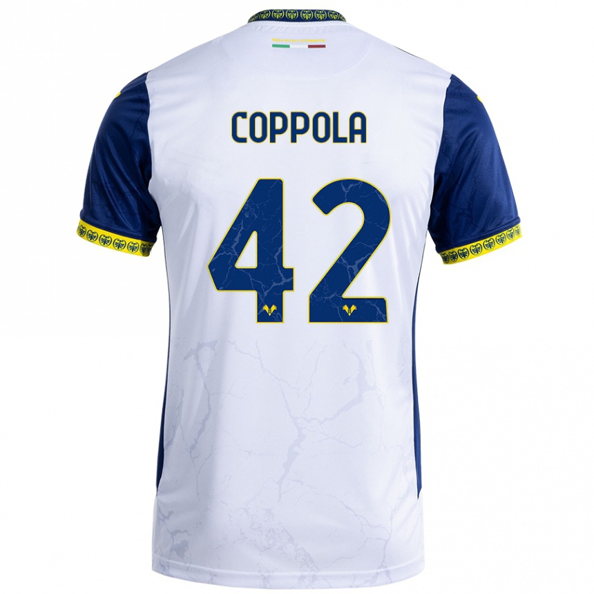 Kids Football Diego Coppola #42 White Blue Away Jersey 2024/25 T-Shirt