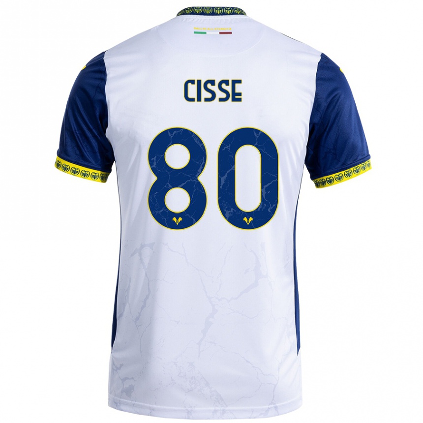 Kids Football Alphadjo Cissè #80 White Blue Away Jersey 2024/25 T-Shirt