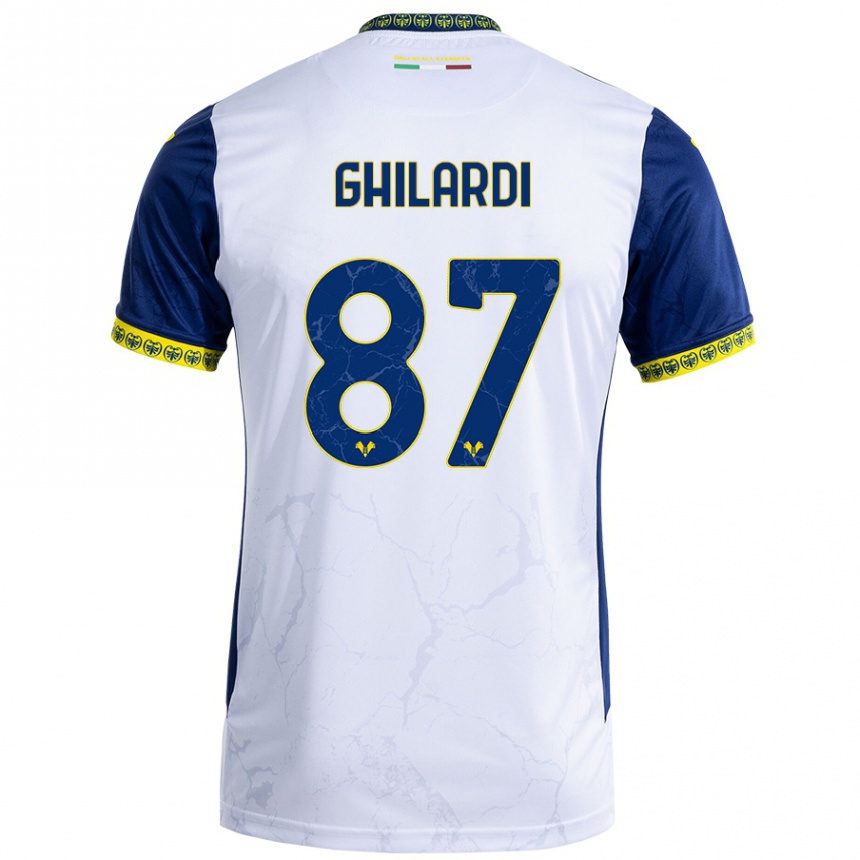 Kids Football Daniele Ghilardi #87 White Blue Away Jersey 2024/25 T-Shirt