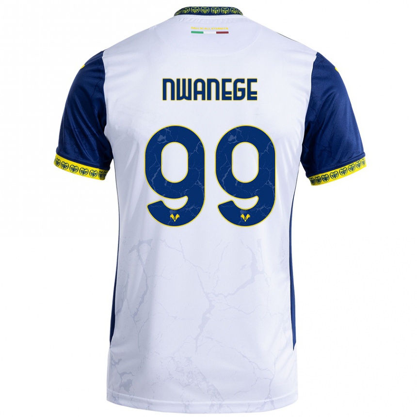 Kids Football Karlson Nwanege #99 White Blue Away Jersey 2024/25 T-Shirt