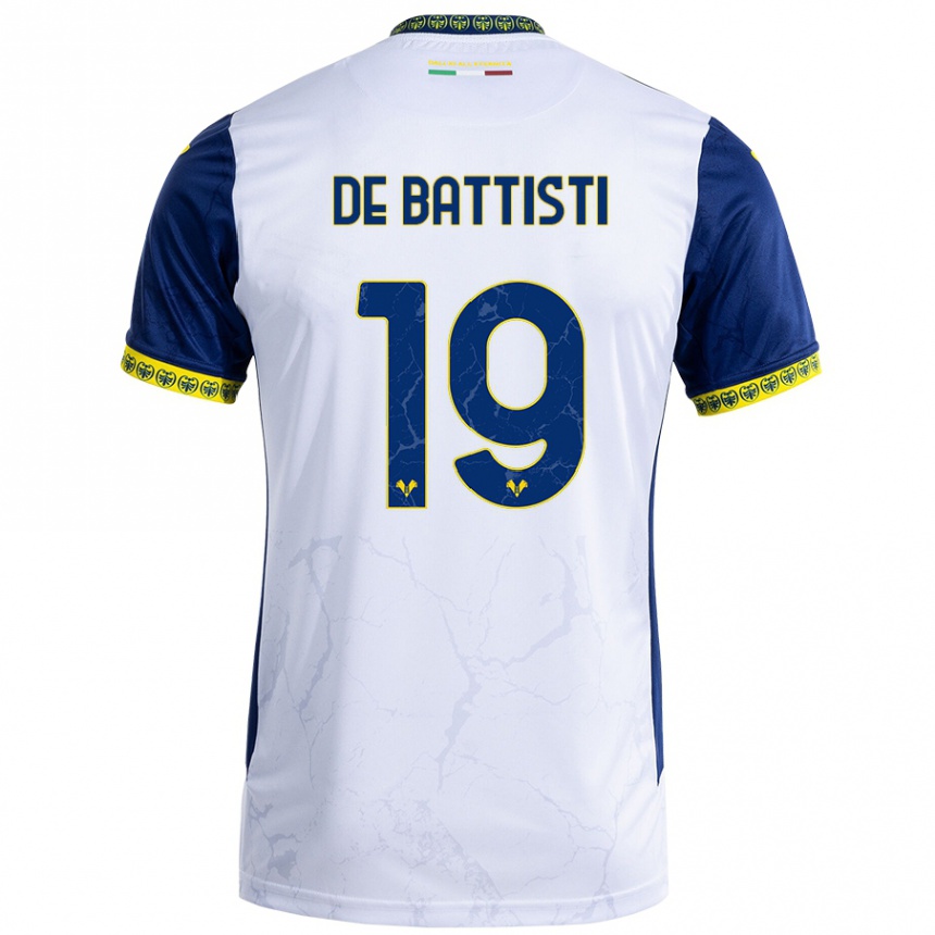 Kids Football Davide De Battisti #19 White Blue Away Jersey 2024/25 T-Shirt