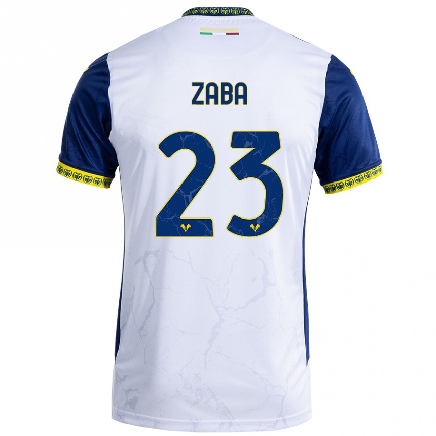 Kids Football Nelson Zaba #23 White Blue Away Jersey 2024/25 T-Shirt