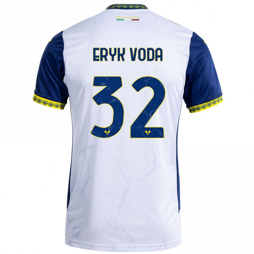 Kids Football Andrei Eryk Voda #32 White Blue Away Jersey 2024/25 T-Shirt