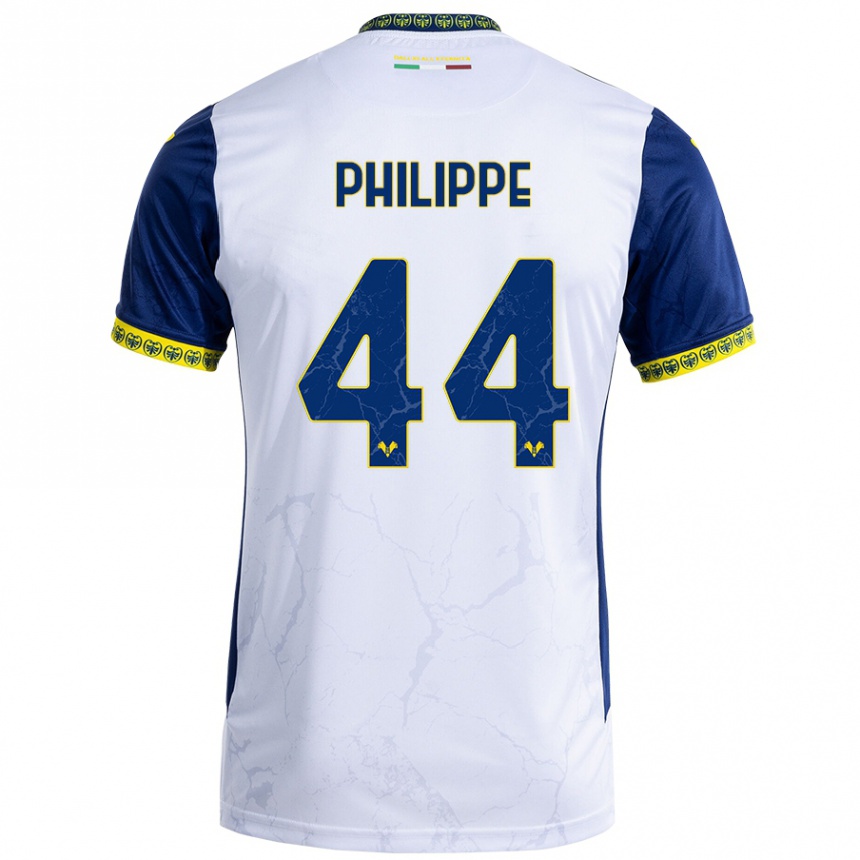 Kids Football Mathis Philippe #44 White Blue Away Jersey 2024/25 T-Shirt