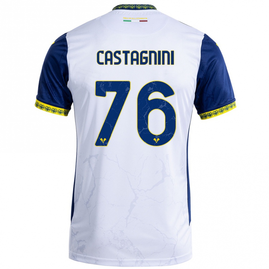 Kids Football Mirko Castagnini #76 White Blue Away Jersey 2024/25 T-Shirt