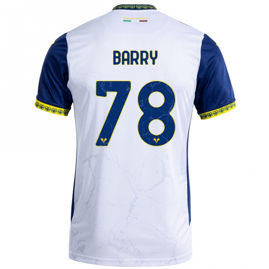 Kids Football Oumar Barry #78 White Blue Away Jersey 2024/25 T-Shirt