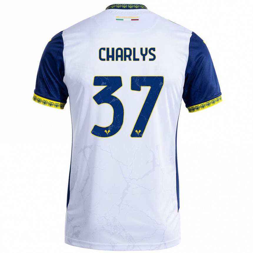 Kids Football Charlys #37 White Blue Away Jersey 2024/25 T-Shirt